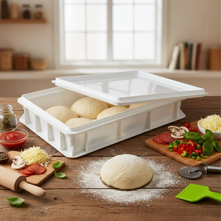 Pizza Dough Proofing Box with Lid, Holds 12–16 Balls