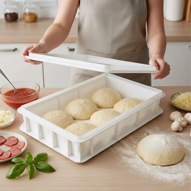 Pizza Dough Proofing Box with Lid, Holds 12–16 Balls