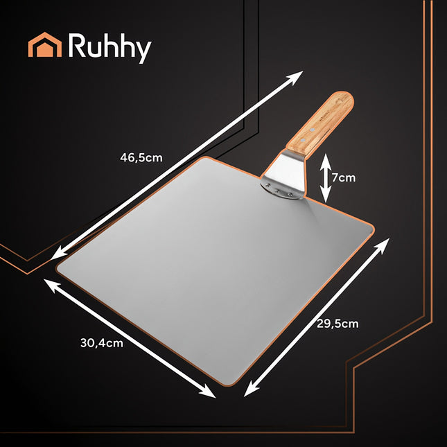 Pizza Peel with Silicone Grip – Stainless Steel, Wood