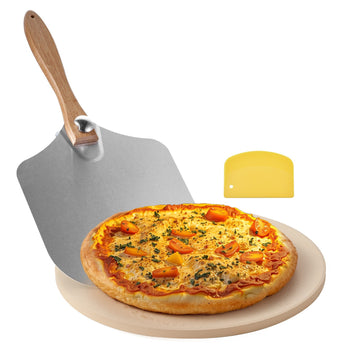 Pizza Stone, 15-Inch Cordierite, 17mm, With Peel