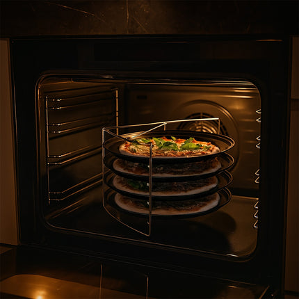 Pizza Tray Set with Stand – 4 Non-Stick Trays