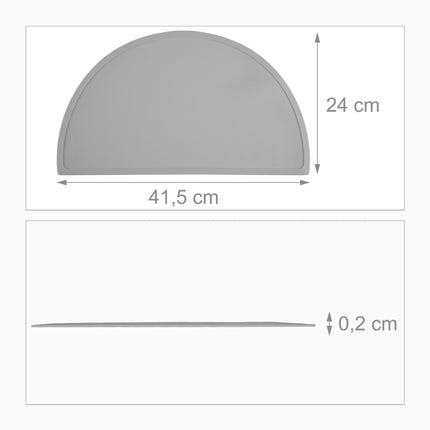 Placemat for children in a semi-circular shape