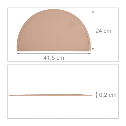 Placemat for children in a semi-circular shape