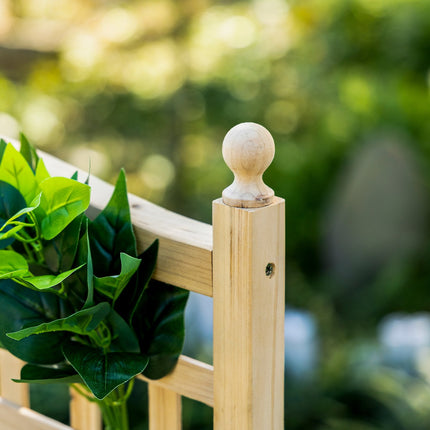 Wooden planter box with trellis for climbing plants, natural