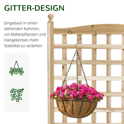 Wooden planter box with trellis for climbing plants, natural