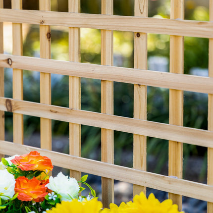 Wooden planter box with trellis for climbing plants, natural