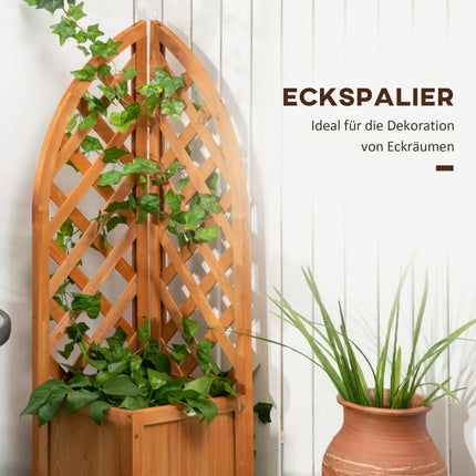 Garden plant box with trellis, natural wood, 32x32x108 cm