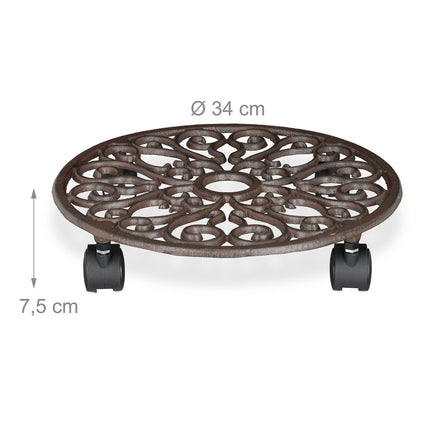 Plant Caddy Set with Wheels – Cast Iron, 2 Pack
