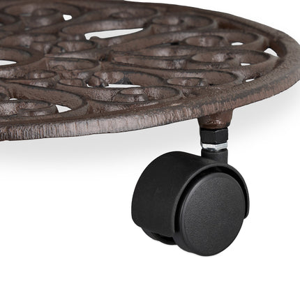 Plant Caddy Set with Wheels – Cast Iron, 2 Pack