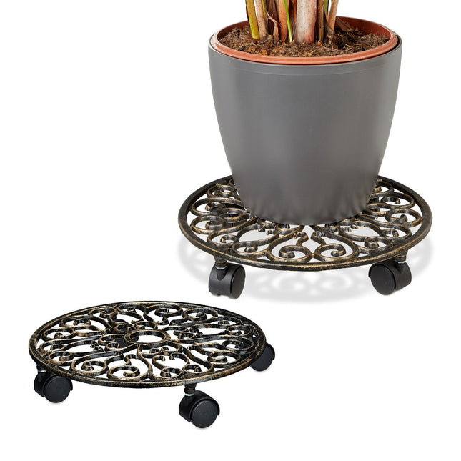 Plant Caddy with Wheels, Set of 2 – Cast Iron