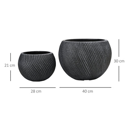 Set of 2 pots of gray magnesium oxide with drainage