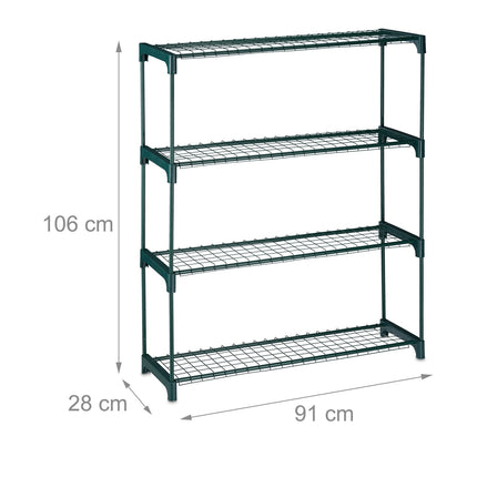 Plant Racks with 4 Metal Grid Shelves, Set of 2
