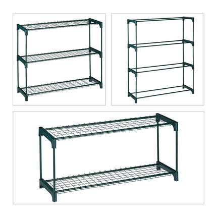 Plant Racks with 4 Metal Grid Shelves, Set of 2