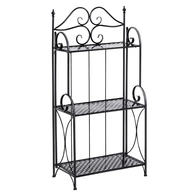Plant shelf in black metal with 3 levels - 56x30x114 Cm