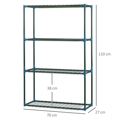 Plant shelf in steel with 2, 4-level potholders, green