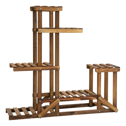 Plant shelf in solid wood - 6-tier flower stand for garden