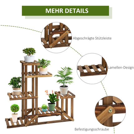 Plant shelf in solid wood - 6-tier flower stand for garden