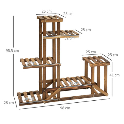 Plant shelf in solid wood - 6-tier flower stand for garden