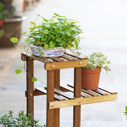 Plant shelf in solid wood - 6-tier flower stand for garden
