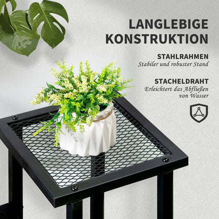 Black Metal Plant Shelf - 4 tiers, 91x25x83 cm
