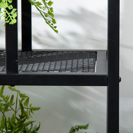 Black Metal Plant Shelf - 4 tiers, 91x25x83 cm