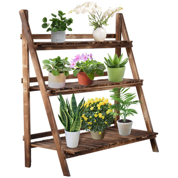 Spruce Wood 3-step flower bench for garden and balcony