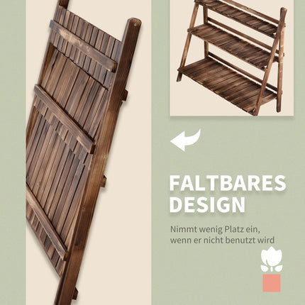 Spruce Wood 3-step flower bench for garden and balcony