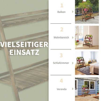 Spruce Wood 3-step flower bench for garden and balcony