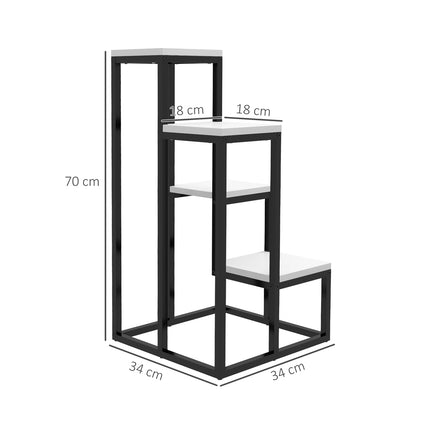 Steel plant stand, 4-tier flower shelf for garden, 34x34x70 cm