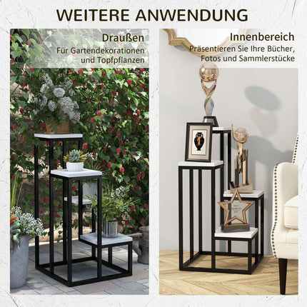 Steel plant stand, 4-tier flower shelf for garden, 34x34x70 cm