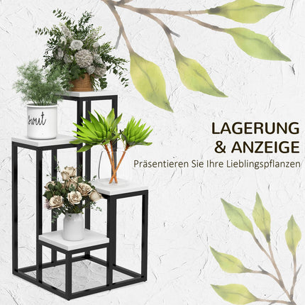 Steel plant stand, 4-tier flower shelf for garden, 34x34x70 cm