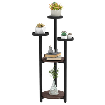 Wooden plant stand, 5-tier flower shelf for balcony
