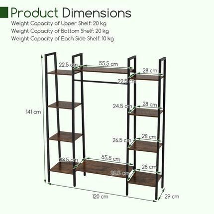 Plant Stand with LED Grow Light, 10 Shelves, Brown