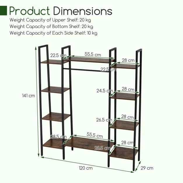 Plant Stand with LED Grow Light, 10 Shelves, Brown