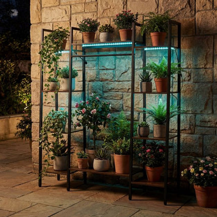 Plant Stand with LED Grow Light, 10 Shelves, Brown