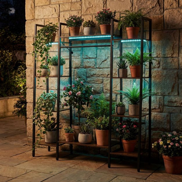 Plant Stand with LED Grow Light, 10 Shelves, Brown
