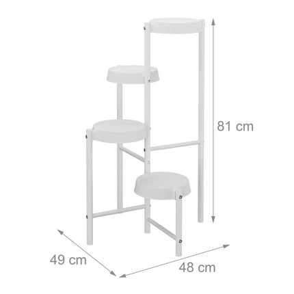 Plant Stand with Round Metal & Plastic Shelves