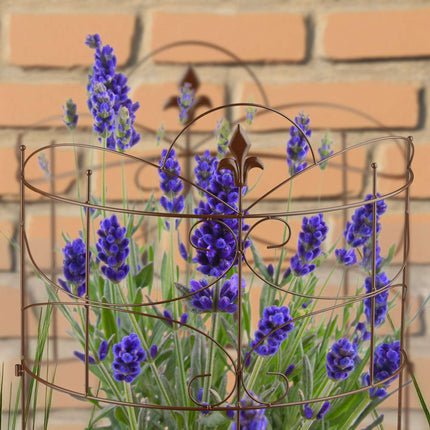 Plant Support Stakes, 2-Piece Iron Fleur-de-Lis Design