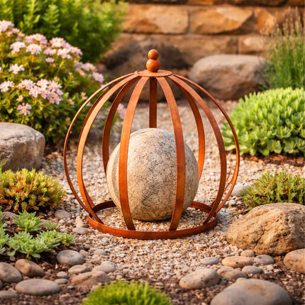 Plant Supports Set of 2, Rust Crown Trellis Rings