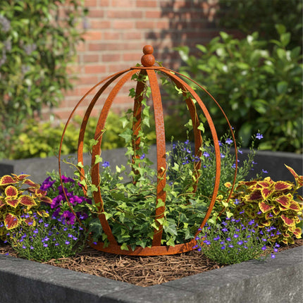 Plant Supports Set of 2, Rust Crown Trellis Rings