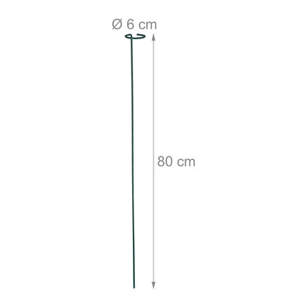 Plant Supports with Ring, Set of 10 Metal Stakes