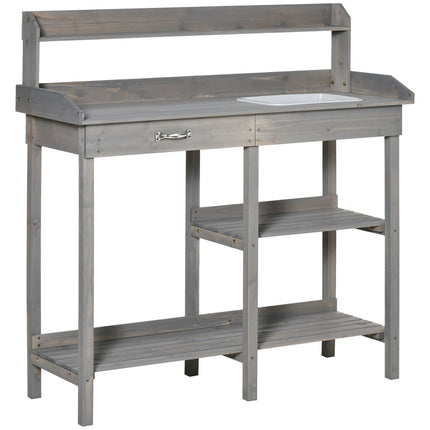 Garden table with tub for flowers, Gray 117×45×121 cm