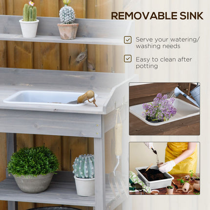 Garden table with tub for flowers, Gray 117×45×121 cm