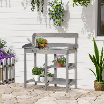 Garden table with tub for flowers, Gray 117×45×121 cm