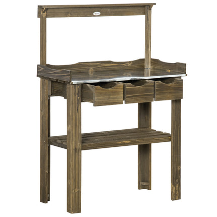Garden table with 3 drawers & hooks, 78x38x112 cm