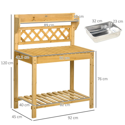 Extendable wooden garden table with sink and storage