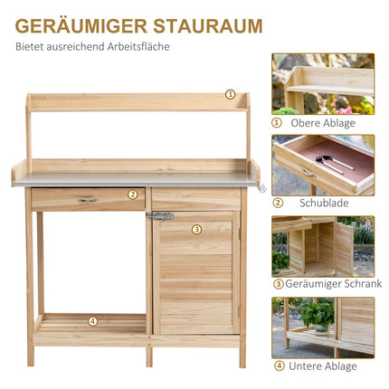 Garden planting table - galvanized sheet, box, cabinet