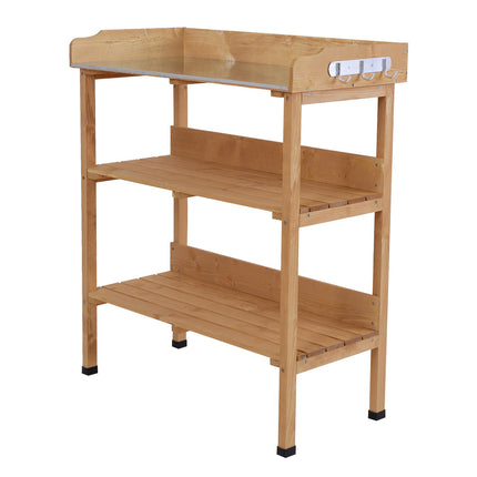 Wood and metal plant table - durable gardening workstation
