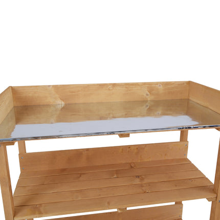Wood and metal plant table - durable gardening workstation