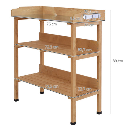 Wood and metal plant table - durable gardening workstation
